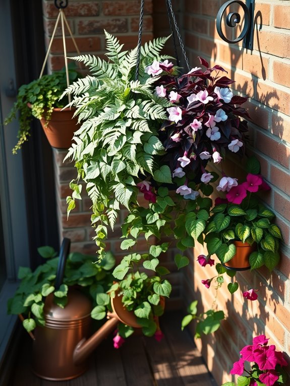 shade loving hanging basket display