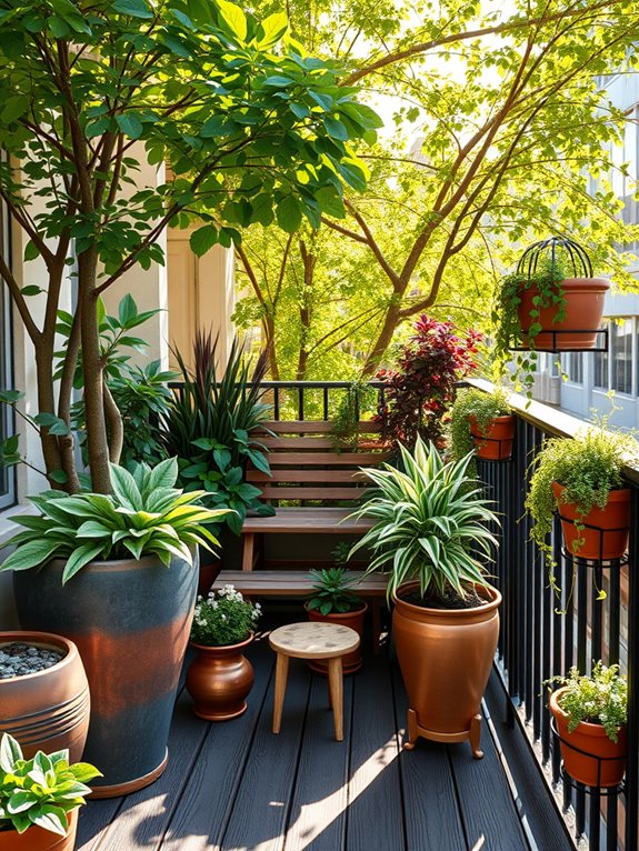 shaded balcony container garden