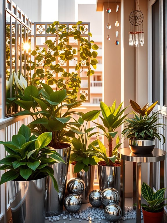 shimmering reflective balcony oasis