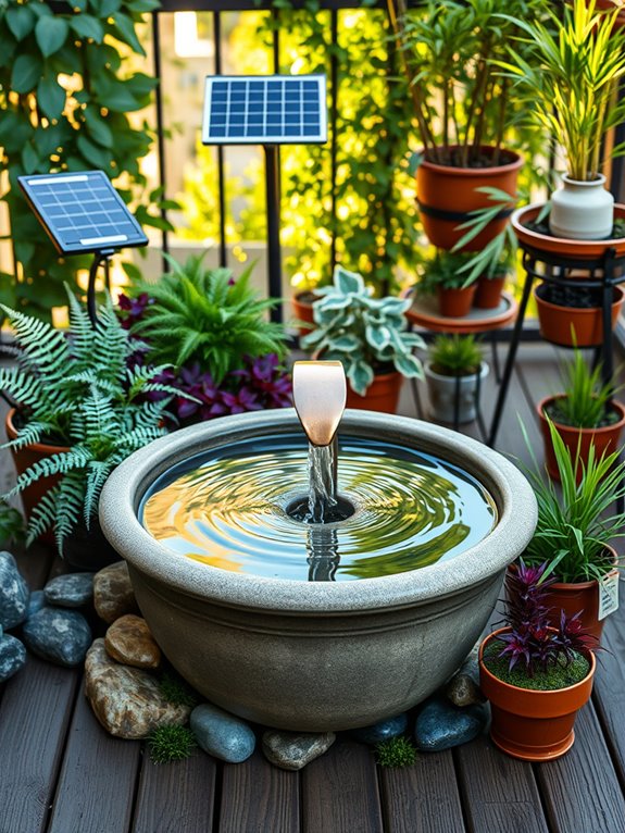 solar powered garden fountain installation