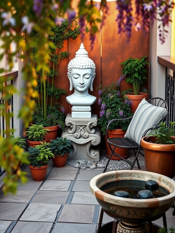 stone sculptures enhance gardens