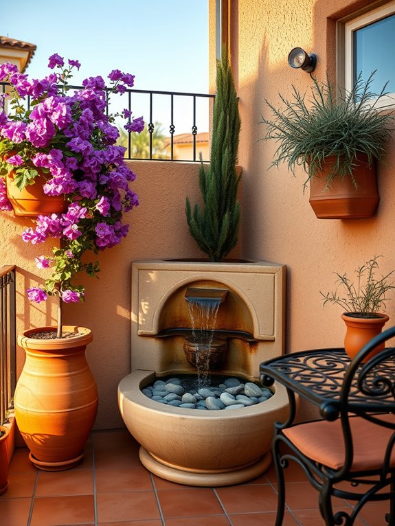 stunning mediterranean stone water feature