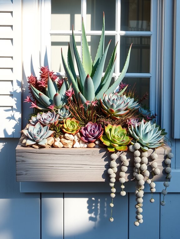 succulent window box arrangement