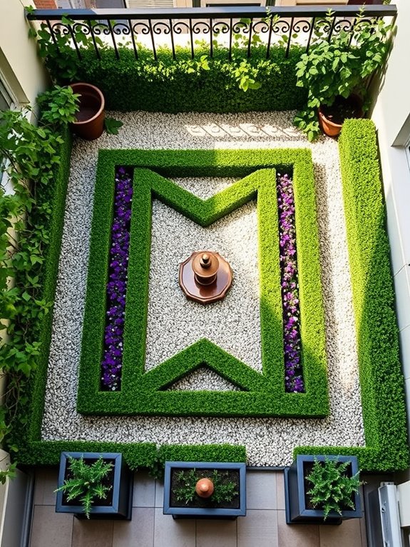 symmetrical box hedging garden
