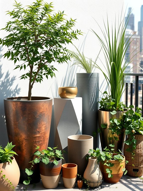 textured pot garden design