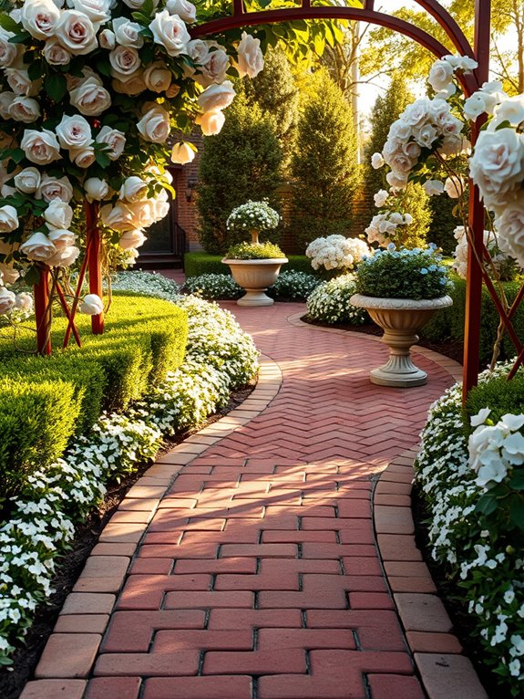 timeless herringbone brick pathways