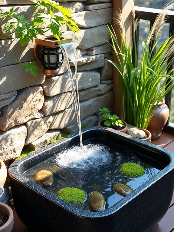 tranquil bamboo water fountain