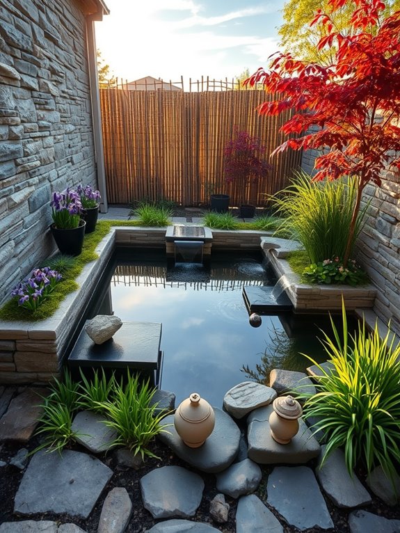 tranquil corner pond oasis