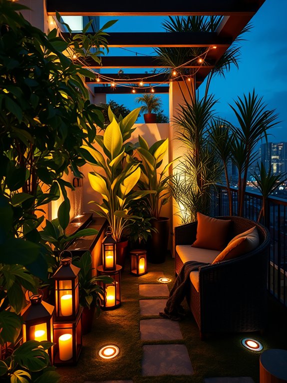 tropical garden nighttime transformation