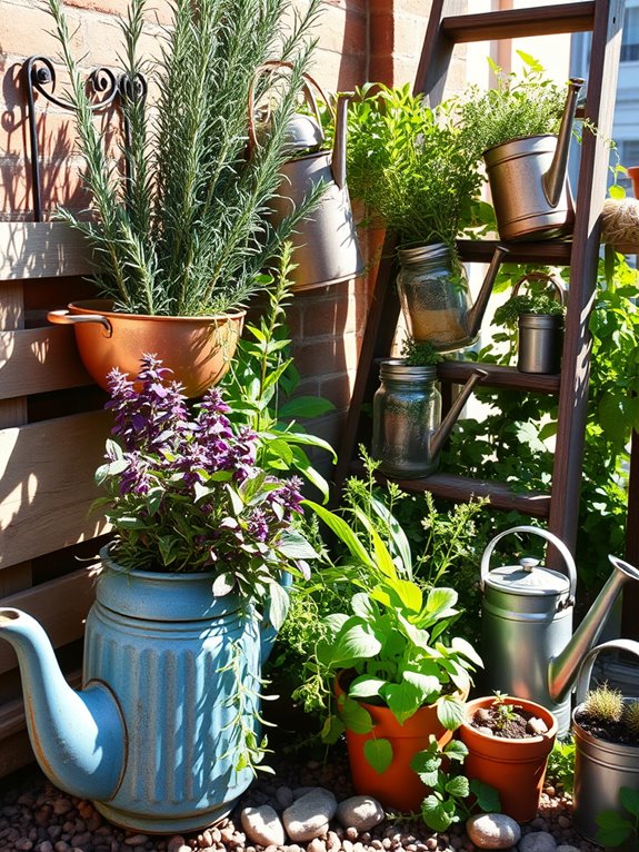 upcycled container herb garden