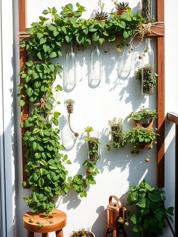 vertical garden from bottles