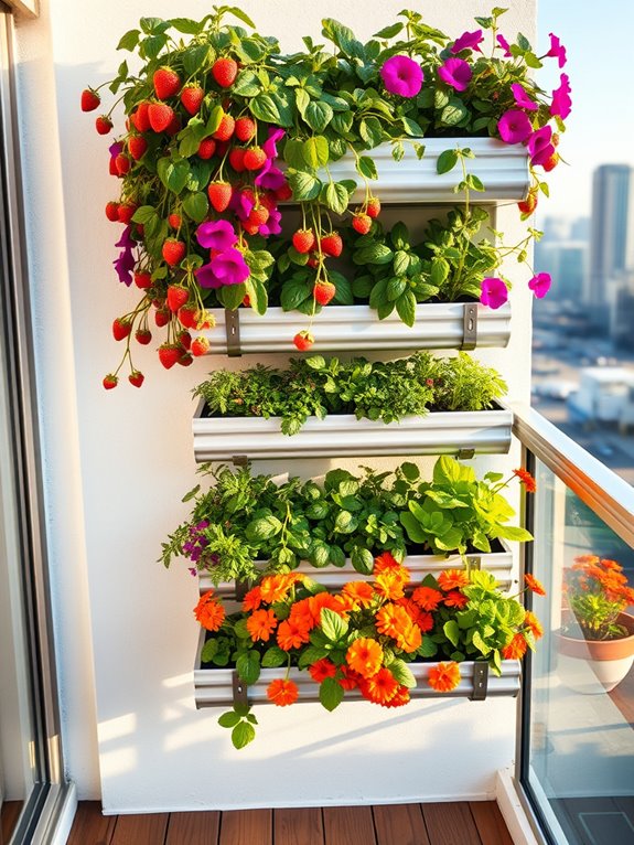 vertical garden using gutters