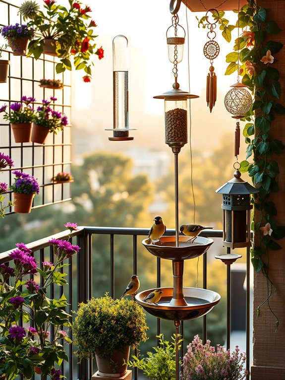 vibrant bird feeding oasis
