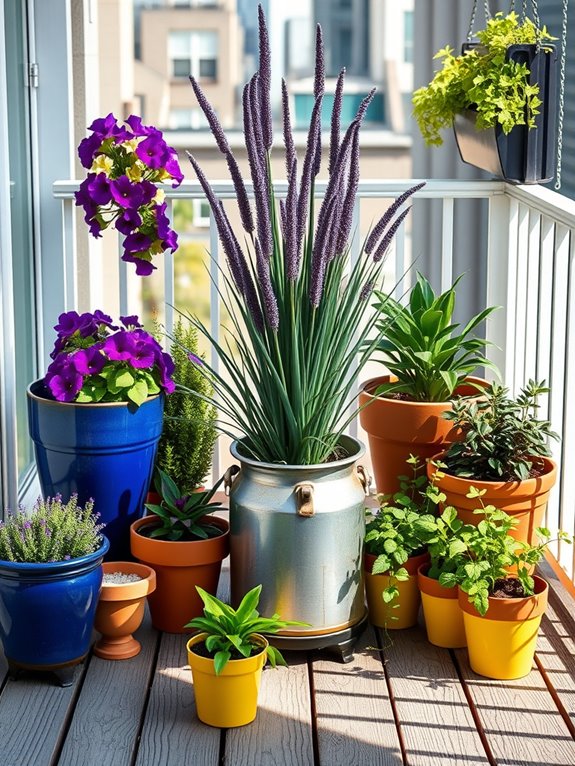 vibrant mixed container gardens
