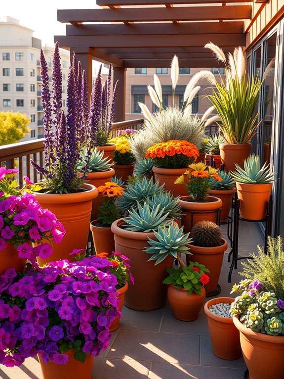 vibrant sun loving container garden