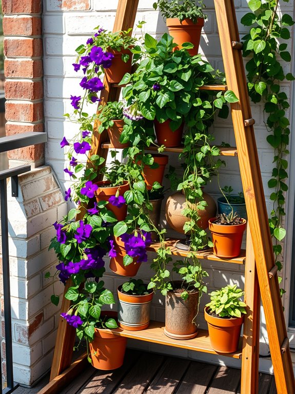 vintage ladders as gardens