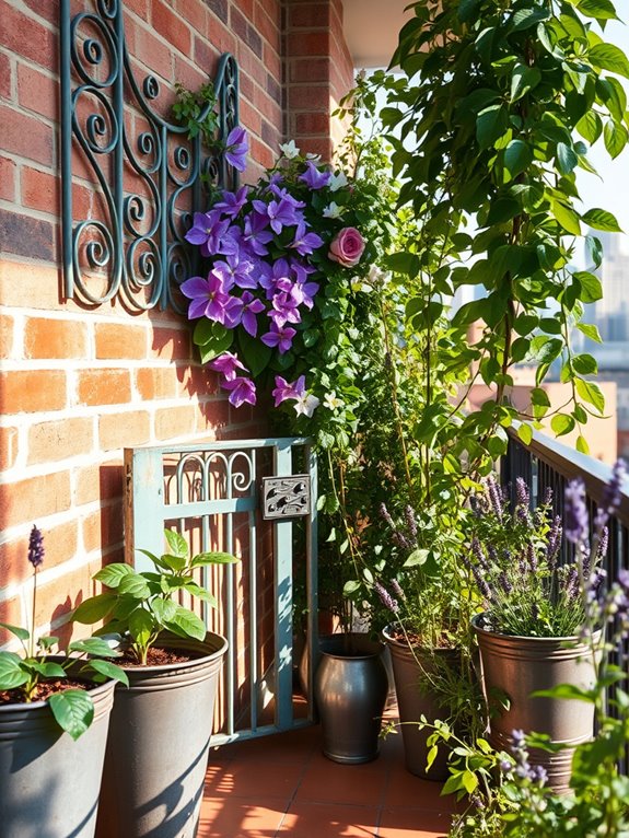 weathered metal garden structures
