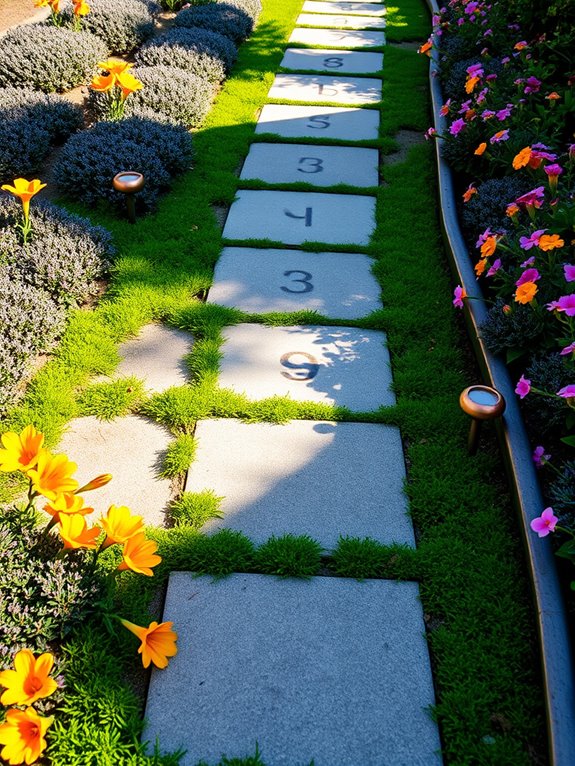 whimsical hopscotch garden pathway