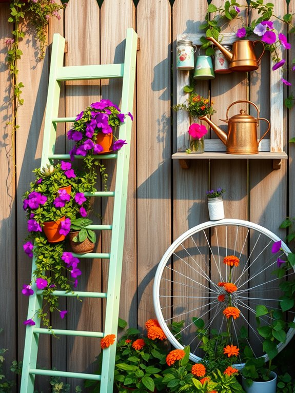 whimsical upcycled garden displays
