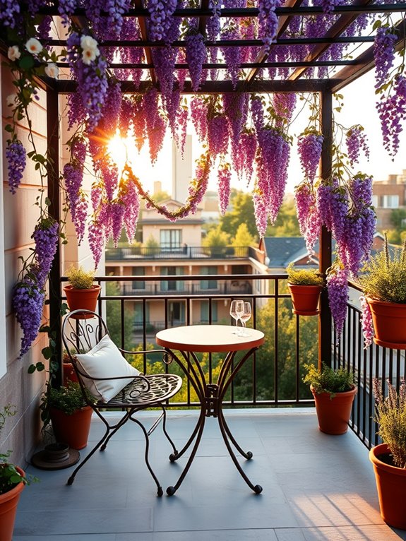 wisteria draped dining paradise